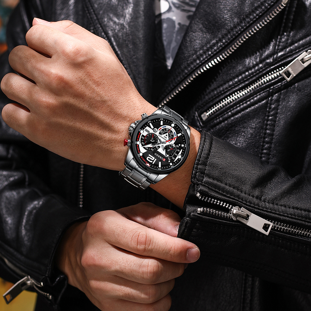 CURREN Original Brand Stainless Steel Band Wrist Watch For Men With Brand (Box & Bag)-8395 US Arabia