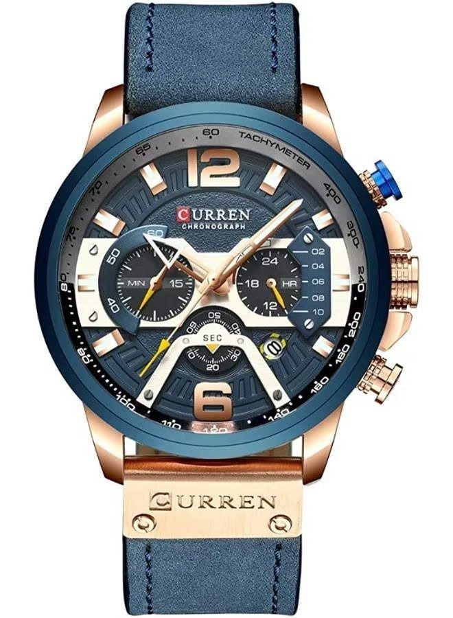 ساعة بسوار جلدي فاخر للرجال (Luxury Leather Band Watch For Men) US Arabia