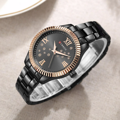 CURREN Original Brand Stainless Steel Wrist Watch For Women With Brand (Box & Bag)-9009 US Arabia
