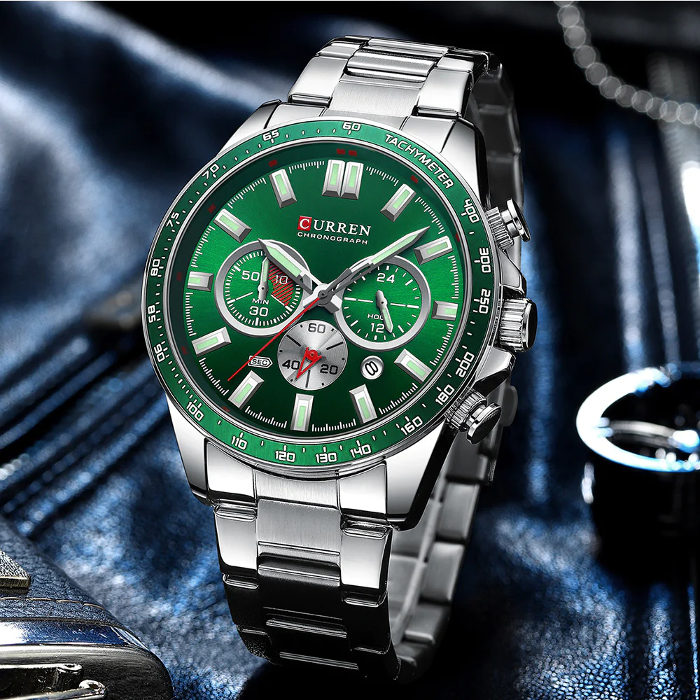 CURREN Original Brand Stainless Steel Band Wrist Watch For Men With Brand (Box & Bag)-8418 US Arabia