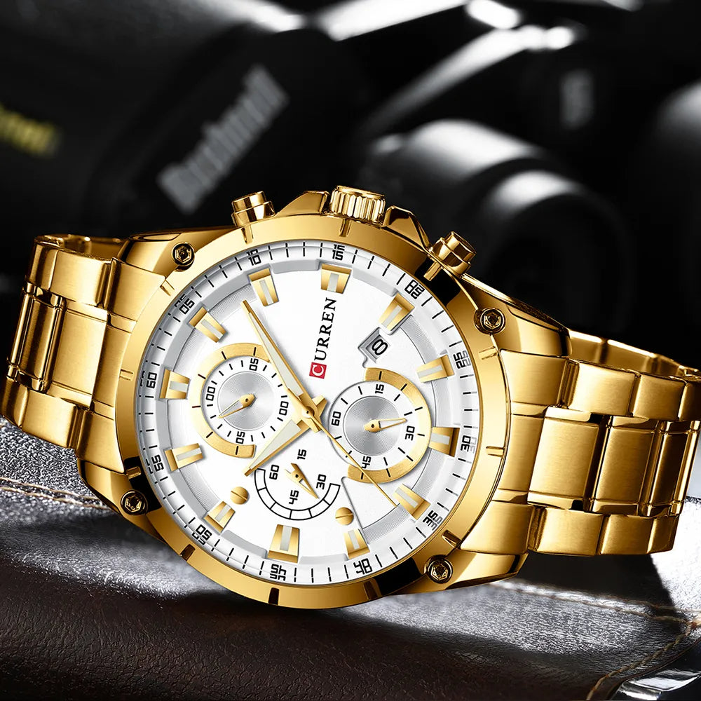 ساعة ذهبية بلاتينية جميلة للرجال (Premium Quality Men's Watch) US Arabia