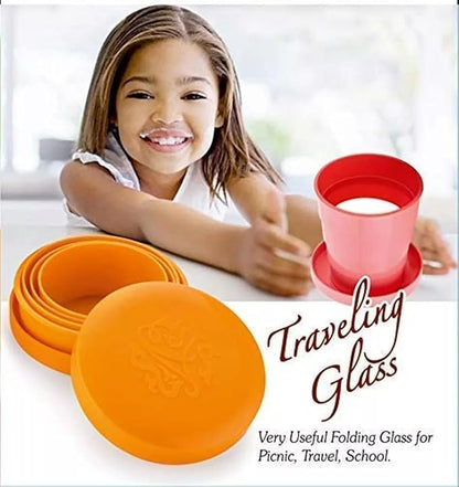 Magic Folding Foldable Collapsible Water Cup/Glass for Traveling Purpose/Picnic (Pack of 4) Multi Color