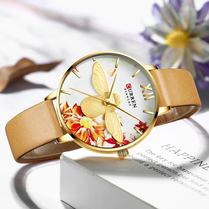 CURREN Original Brand Leather Straps Wrist Watch For Women With Brand (Box & Bag)-9061 US Arabia