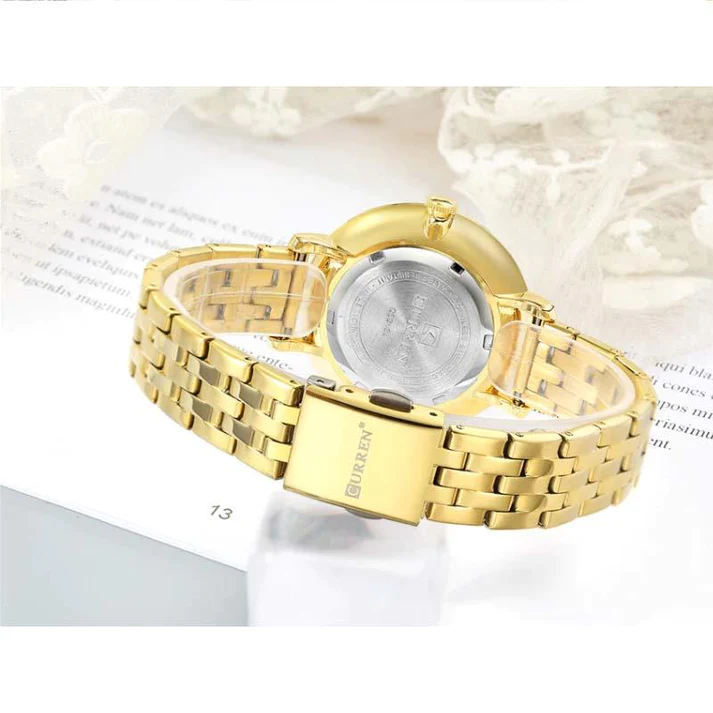 CURREN Original Brand Stainless Steel Band Wrist Watch For Women With Brand (Box & Bag)-9046 US Arabia