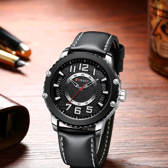 CURREN Original Brand Leather Straps Wrist Watch For Men With Brand (Box & Bag)-8341 US Arabia
