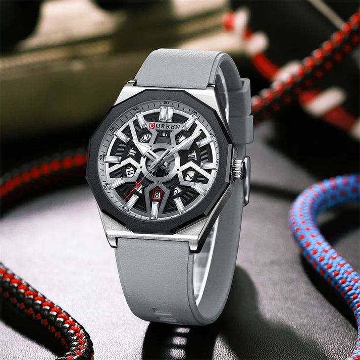CURREN Original Brand Rubber Straps Wrist Watch For Men With Brand (Box & Bag)-8437 US Arabia