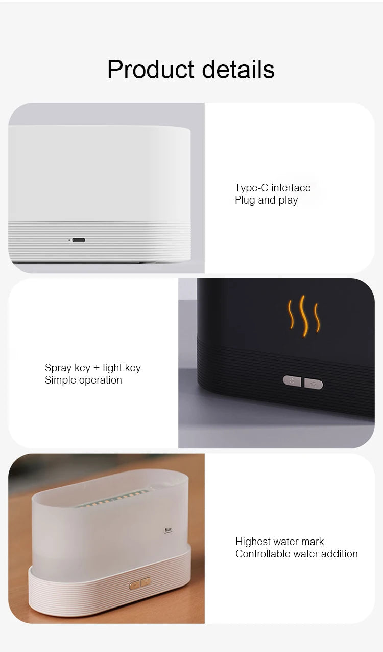 KINSCOTER Aroma Diffuser Air Humidifier Ultrasonic Cool Mist Maker Fogger Led Essential Oil Flame Lamp Difusor DesiNest