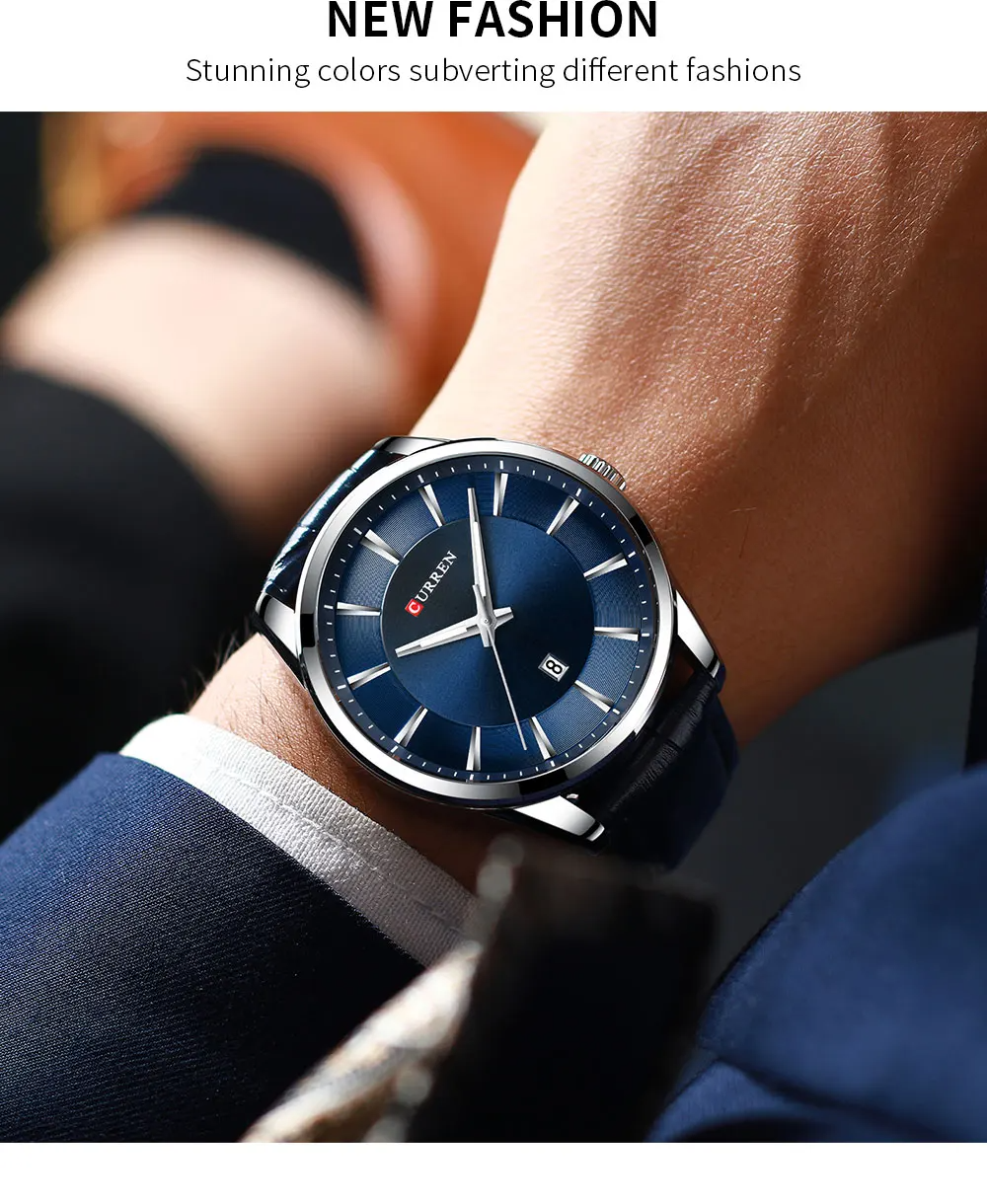 CURREN Original Brand Leather Straps Wrist Watch For Men With Brand (Box & Bag)-8365 US Arabia