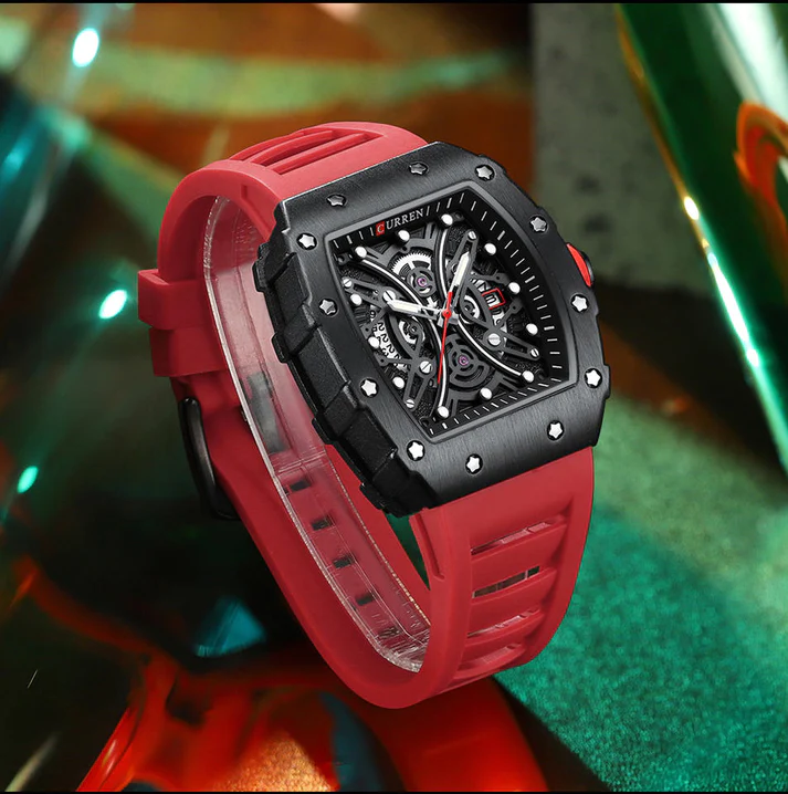 CURREN Original Brand Rubber Straps Wrist Watch For Men With Brand (Box & Bag)-8438 US Arabia