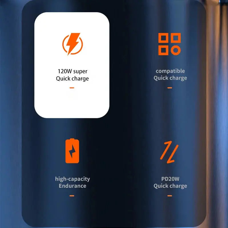 Power Bank Super Fast Charging Battery High Capacity 120W 200000mAh.