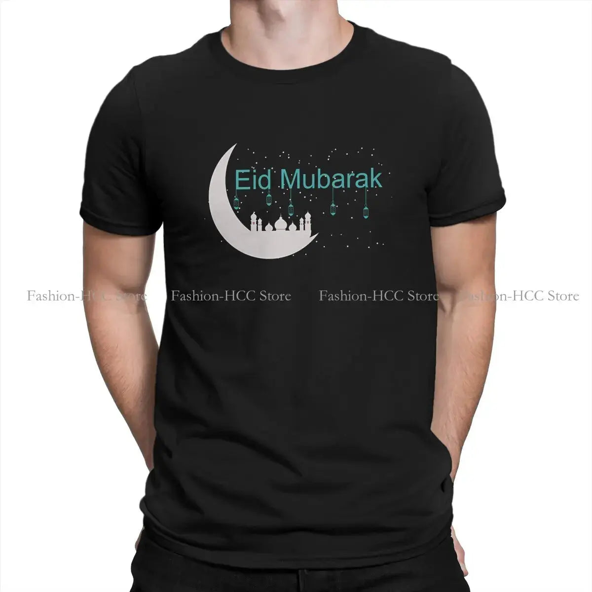 Hip Hop Polyester TShirt Eid Mubarak Arabic.