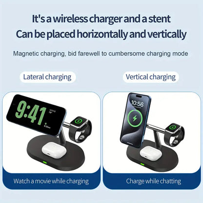 3 in 1 Magnetic Wireless Charger Stand For iPhone 12 13 14 15 16 ，Fast Charging Station for Apple Watch 10 9 8 7 6 5 Airpods Pro DesiNest