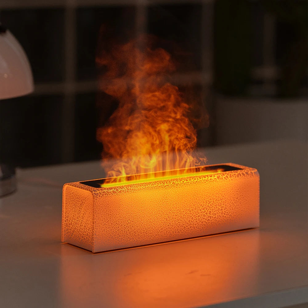 KINSCOTER Essential Oil Aroma Diffuser Flame Air Humidifier Ultrasonic Cool Mist Difusor with  RGB Realistic Fire Night Light DesiNest