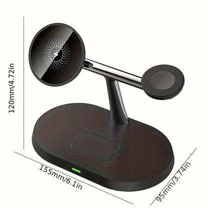 3 in 1 Magnetic Wireless Charger Stand For iPhone 12 13 14 15 16 ，Fast Charging Station for Apple Watch 10 9 8 7 6 5 Airpods Pro DesiNest