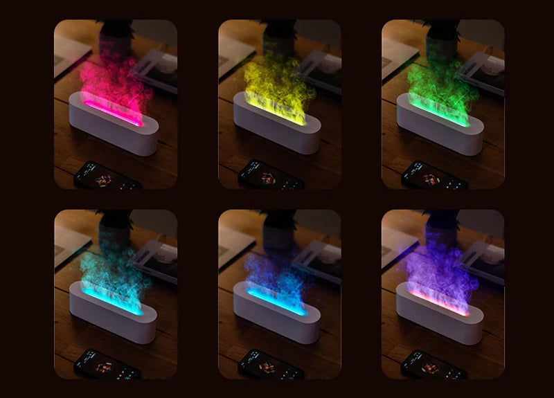 KINSCOTER Essential Oil Aroma Diffuser Flame Air Humidifier Ultrasonic Cool Mist Difusor with  RGB Realistic Fire Night Light DesiNest