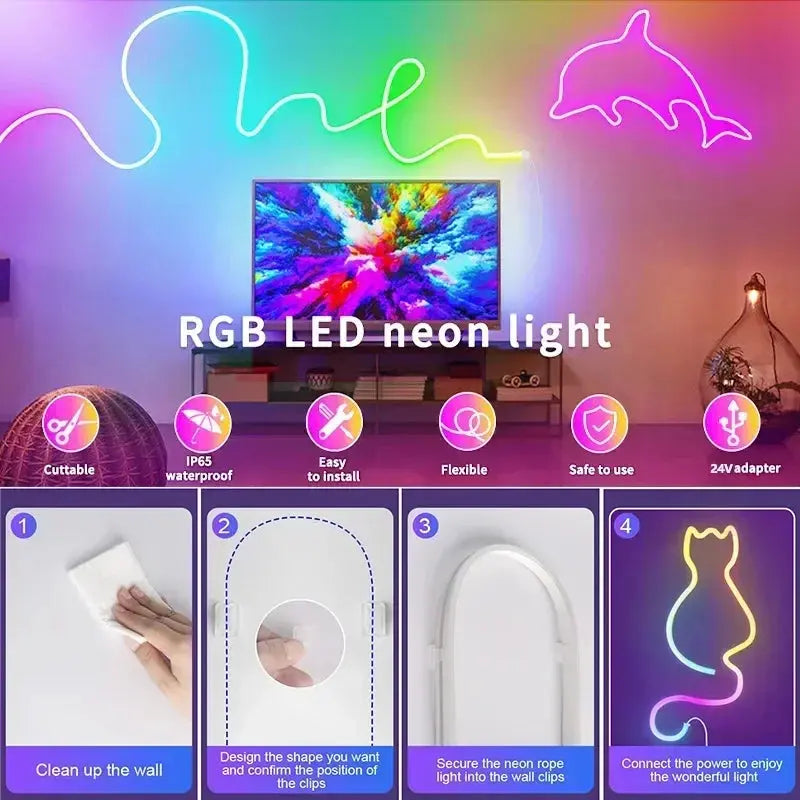 Dc 24V Rgb Neon Led Lights Strip 15M 30M 10 M.