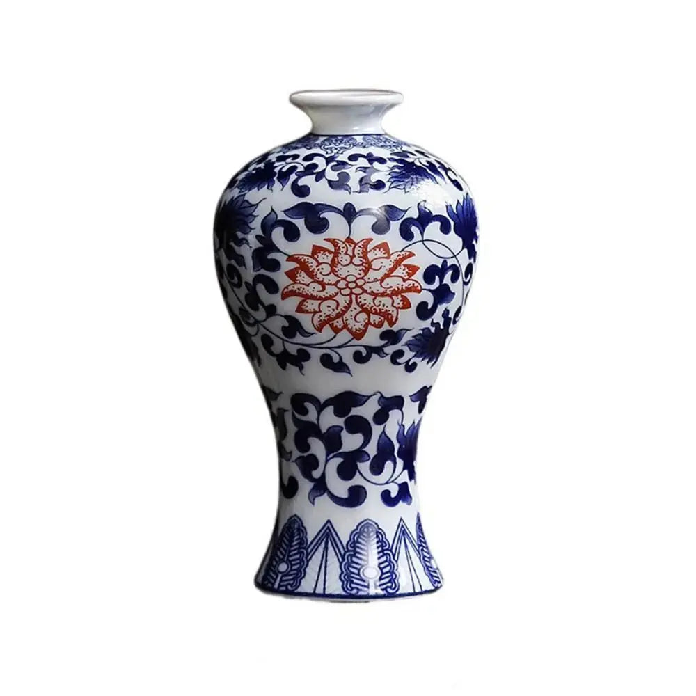 Classic Blue and White Small Porcelain Vases-traditional style.