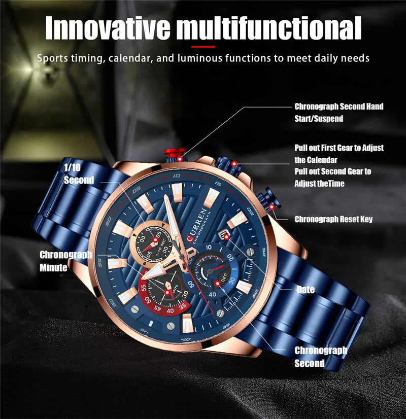 CURREN Stainless Steel Watch For Men With Box US Arabia