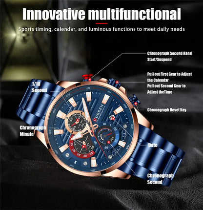 CURREN Stainless Steel Watch For Men With Box US Arabia