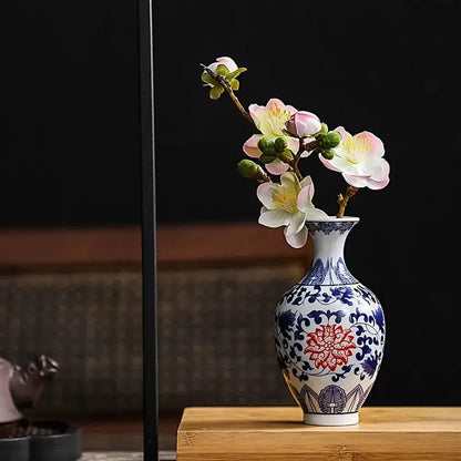 Classic Blue and White Small Porcelain Vases-traditional style.