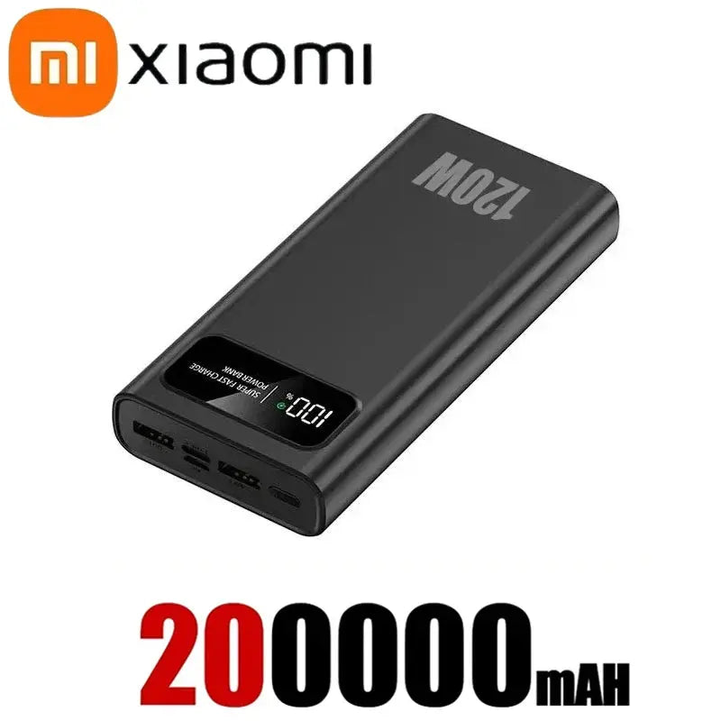 Power Bank Super Fast Charging Battery High Capacity 120W 200000mAh.