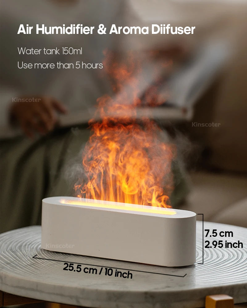 KINSCOTER Essential Oil Aroma Diffuser Flame Air Humidifier Ultrasonic Cool Mist Difusor with  RGB Realistic Fire Night Light DesiNest