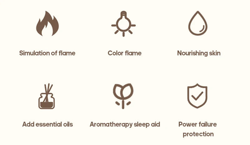 KINSCOTER Essential Oil Aroma Diffuser Flame Air Humidifier Ultrasonic Cool Mist Difusor with  RGB Realistic Fire Night Light DesiNest