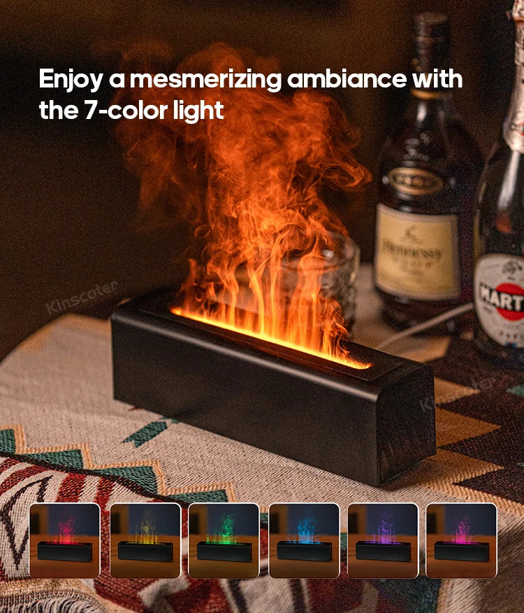 KINSCOTER Essential Oil Aroma Diffuser Flame Air Humidifier Ultrasonic Cool Mist Difusor with  RGB Realistic Fire Night Light DesiNest