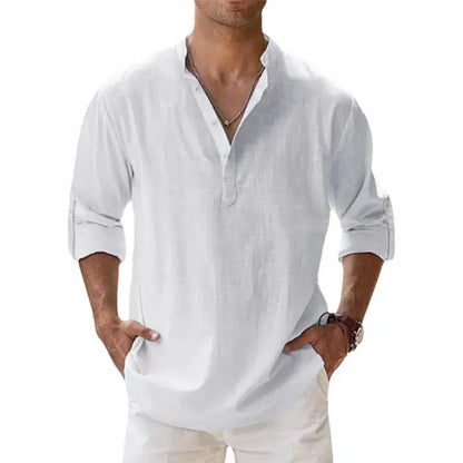 JIAYAN New Cotton Linen Shirts for Men Casual.