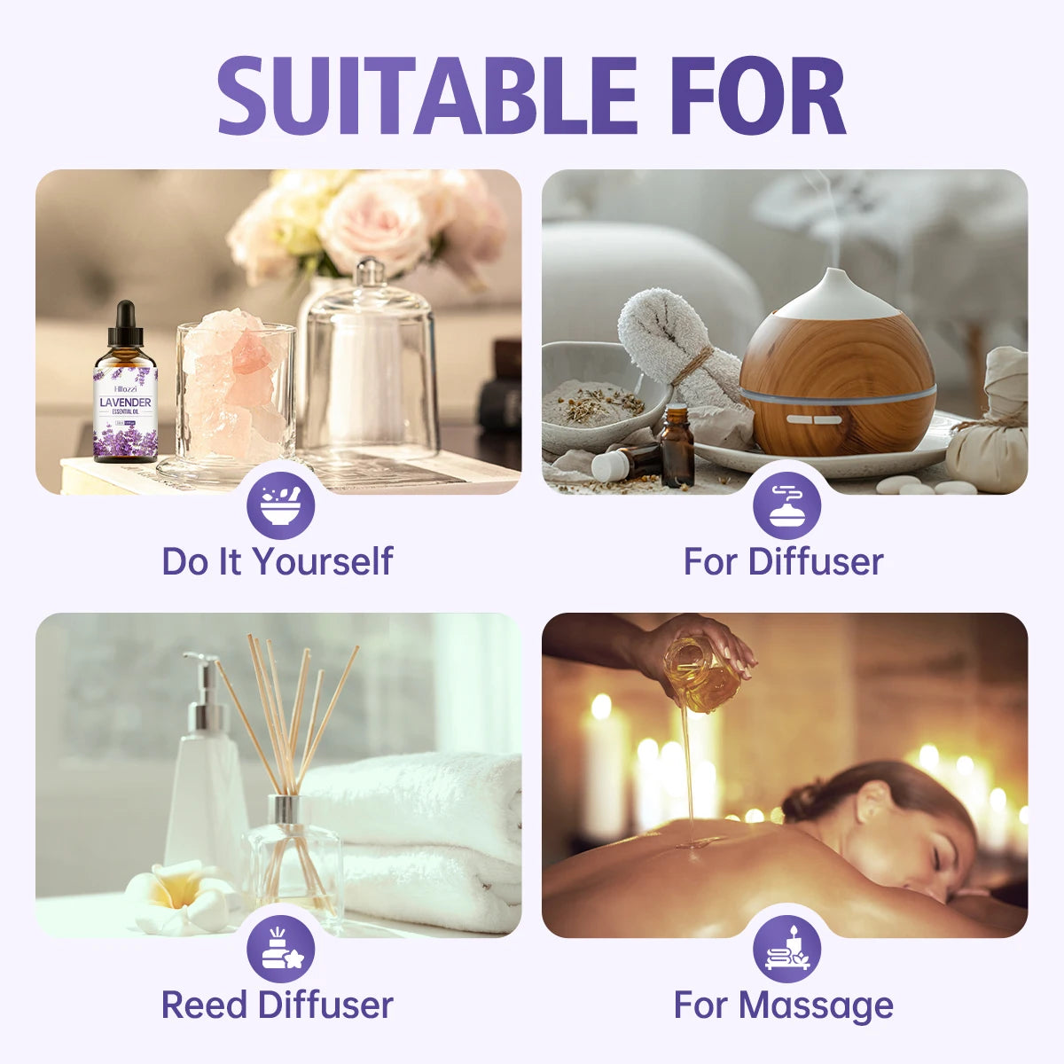 100ml/60ml/30ml/Lavender essential oil humidifier aroma diffuser multifunctional essential oil multi-purpose moisturizing DesiNest