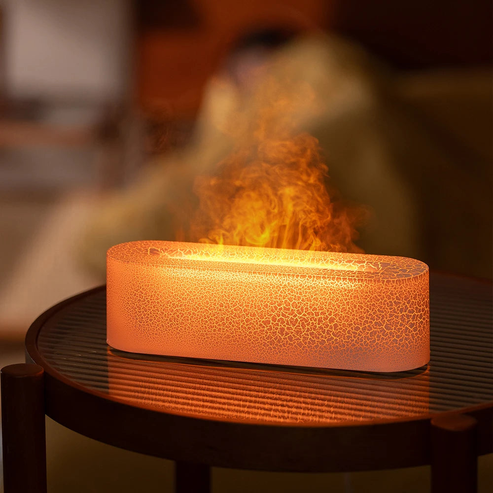 KINSCOTER Essential Oil Aroma Diffuser Flame Air Humidifier Ultrasonic Cool Mist Difusor with  RGB Realistic Fire Night Light DesiNest