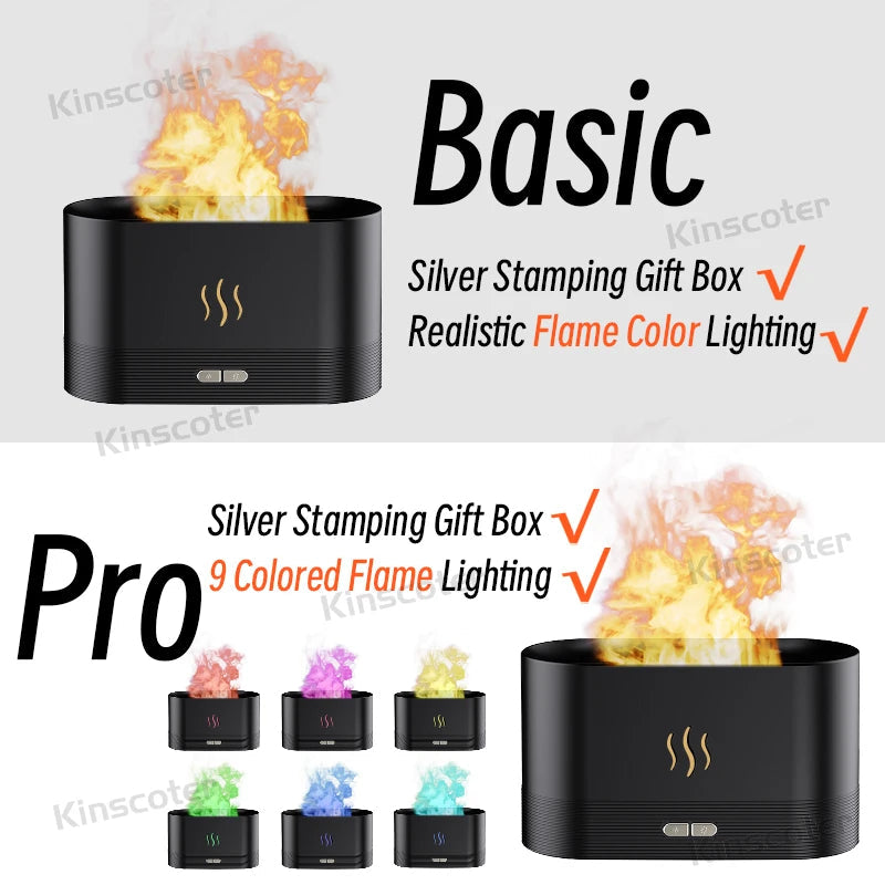 KINSCOTER Aroma Diffuser Air Humidifier Ultrasonic Cool Mist Maker Fogger Led Essential Oil Flame Lamp Difusor DesiNest