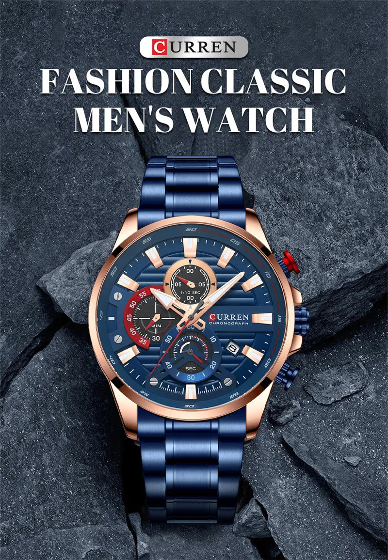 CURREN Stainless Steel Watch For Men With Box US Arabia