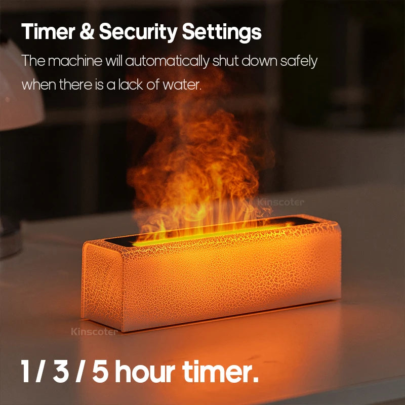 KINSCOTER Essential Oil Aroma Diffuser Flame Air Humidifier Ultrasonic Cool Mist Difusor with  RGB Realistic Fire Night Light DesiNest