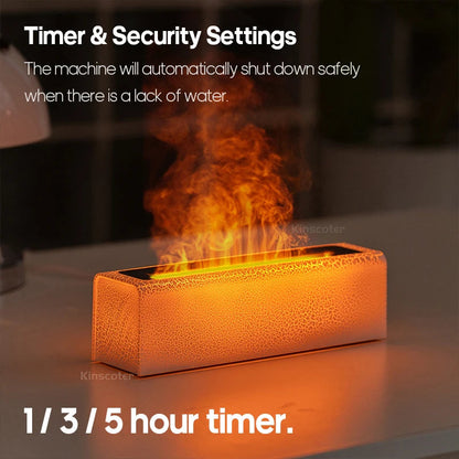 KINSCOTER Essential Oil Aroma Diffuser Flame Air Humidifier Ultrasonic Cool Mist Difusor with  RGB Realistic Fire Night Light DesiNest