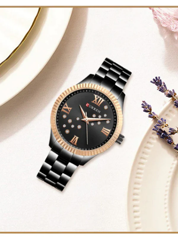 CURREN Original Brand Stainless Steel Wrist Watch For Women With Brand (Box & Bag)-9009 US Arabia