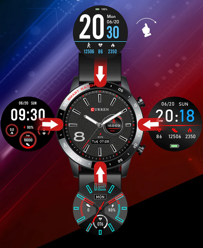CURREN Original Brand Rubber Straps Wrist Smart Watch For Men & Women With Brand (Box & Bag)-6001 US Arabia