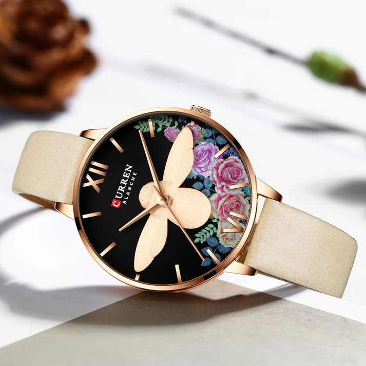 CURREN Original Brand Leather Straps Wrist Watch For Women With Brand (Box & Bag)-9061 US Arabia